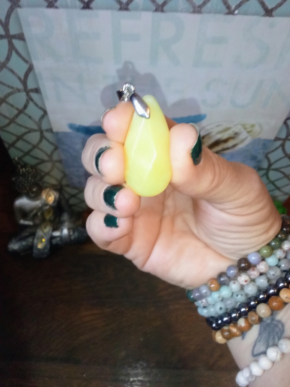 Lemon Jade Teardrop Pendant